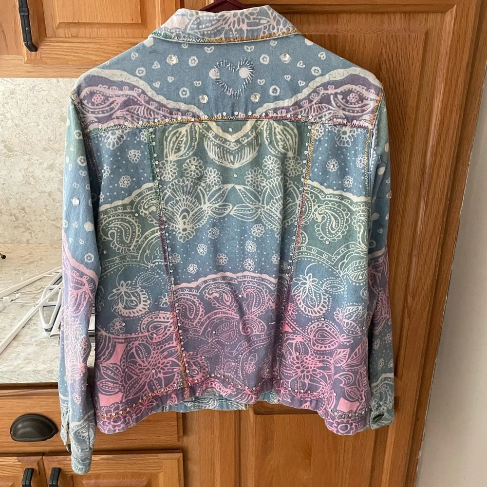 Colorful Patterned Denim Jacket - Picture 2 of 2